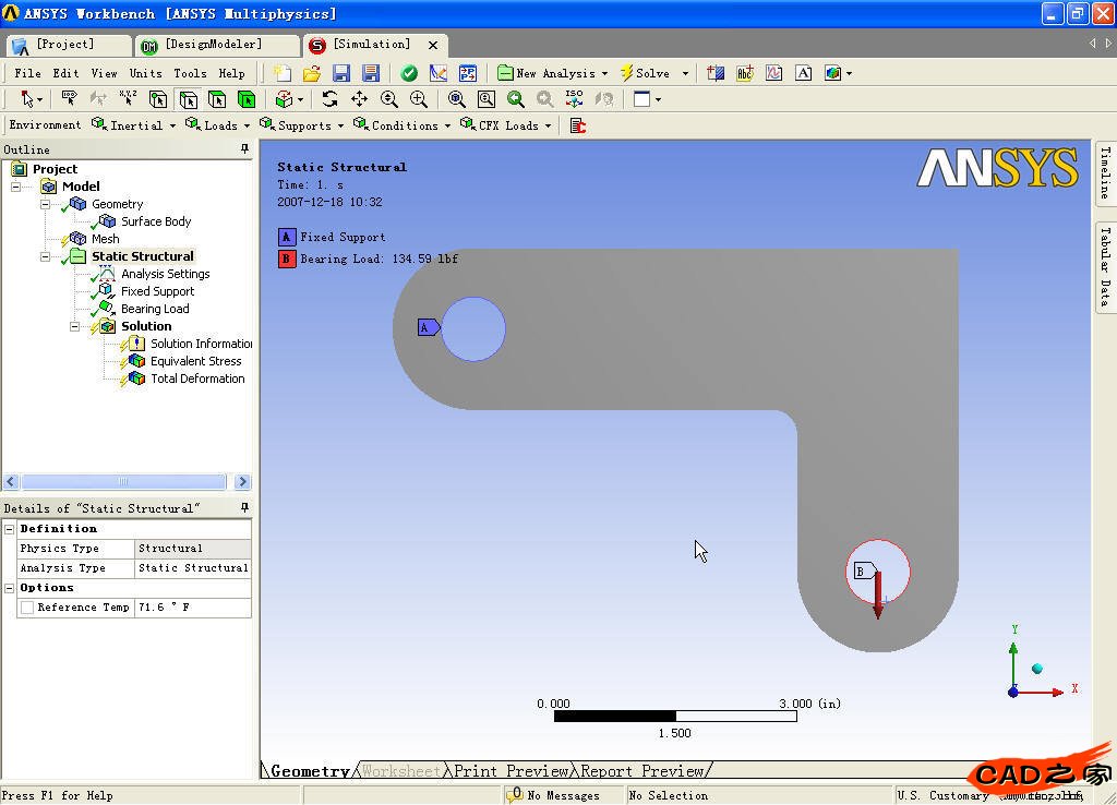 ANSYS Workbench 的一個簡單的結構分析實例 - 山高人為峰 - 山高人為峰的博客